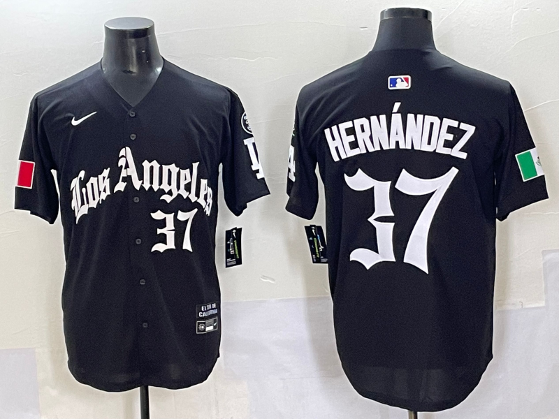 Men's Los Angeles Dodgers Teoscar Hernandez #37 Black Jersey